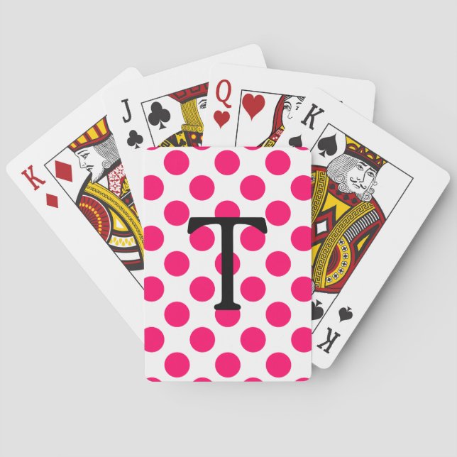 Jeu De Cartes Lettre T avec Pois roses (dos)