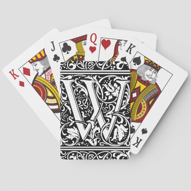 Jeu De Cartes Lettre W Monogramme médiéval Art Nouveau (dos)