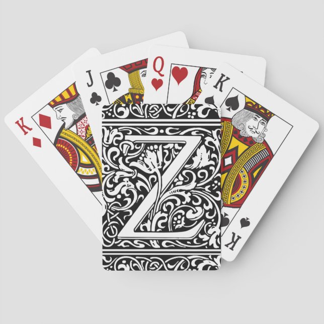 Jeu De Cartes Lettre Z Monogramme médiéval Art Nouveau (dos)