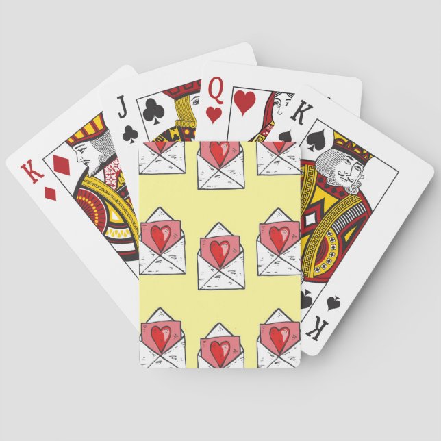 Jeu De Cartes Lettres d'amour motif sur jaune (dos)
