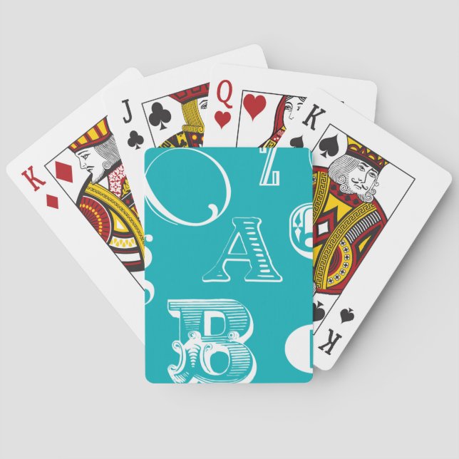 Jeu De Cartes Lettres décoratives sur fond bleu (dos)