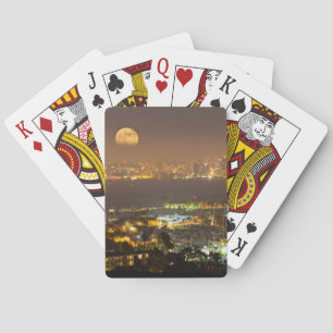 Jeu De Cartes Lever de lune sur la ligne d'horizon de San Diego