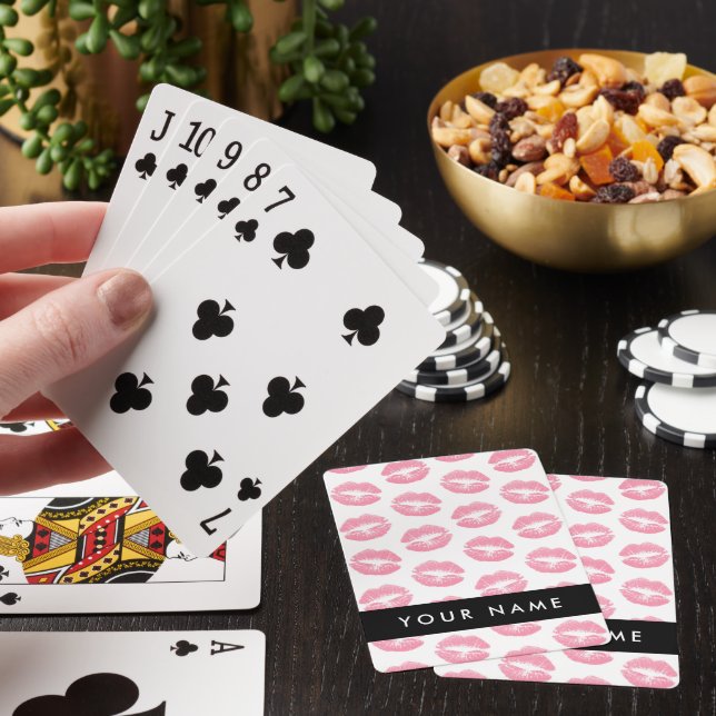 Jeu De Cartes Lèvres Roses, Baiser, Baguette à lèvres, Votre Nom (In Situ)