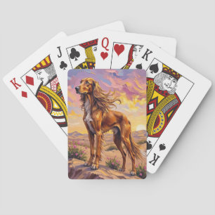 Jeu De Cartes Lévrier Afghan Sunset Désert Élégance