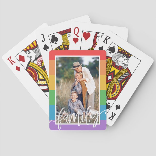 Jeu De Cartes LGBT Rainbow Stripes - Photo de script de la famil (dos)