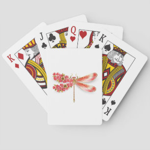 Jeu De Cartes libellule de fleurs avec sakura de bijoux