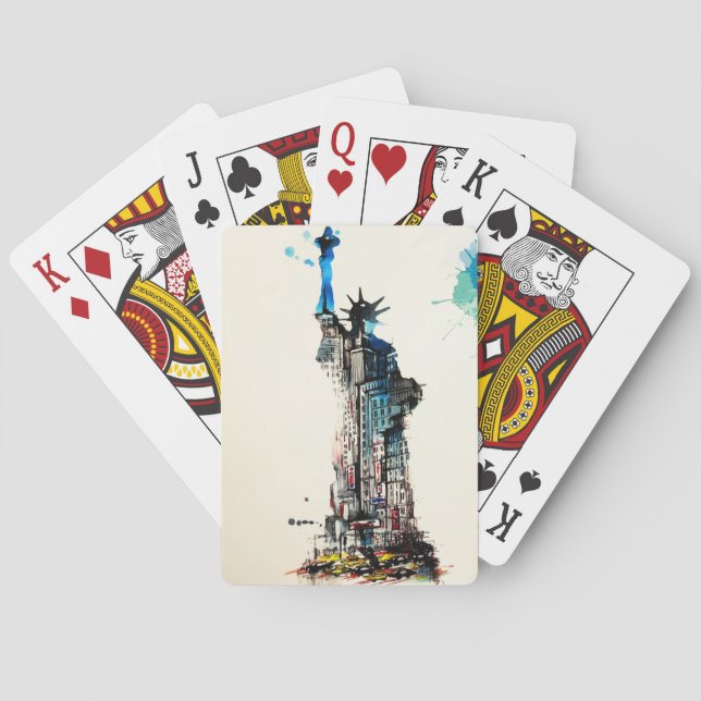 Jeu De Cartes Liberty New York City Travel Love Aquarelle (dos)