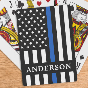 Jeu De Cartes Ligne Bleue Mince Officier de Police Personnalisé