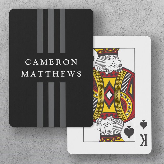 Jeu De Cartes Lignes sombres élégantes moderne monogrammed noir (Créateur téléchargé)