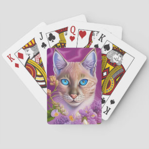 Jeu De Cartes Lilac Lynx pointe Chat siamois dans le violet