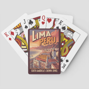 Jeu De Cartes Lima Pérou Côte Illustration Voyage Art Vintage