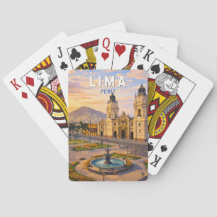 Jeu De Cartes Lima Pérou Illustration Voyage Art Vintage