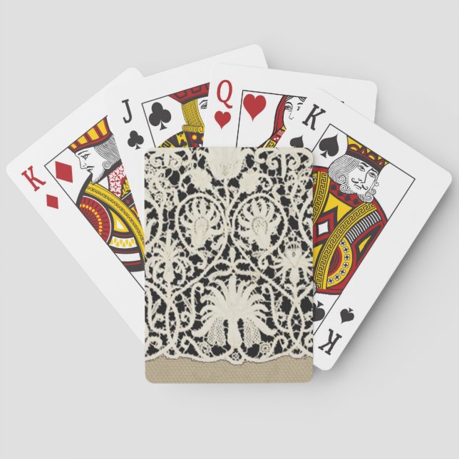 Jeu De Cartes Linge de dentelle mariage blanc classique jolie (dos)