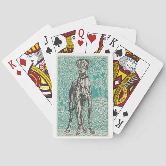 Jeu De Cartes Linocut greyhound jouant aux cartes (dos)