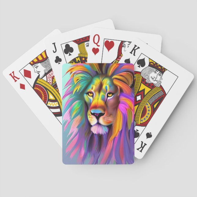 Jeu De Cartes Lion Abstrait Face Mystical Imaginaire Art (dos)