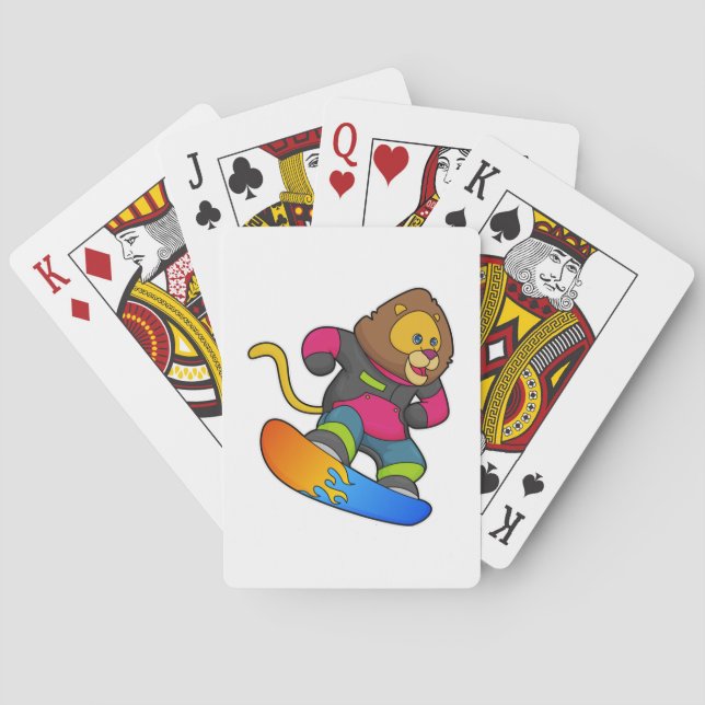Jeu De Cartes Lion en Snowboard avec Snowboard (dos)