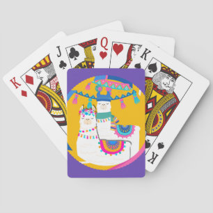 Jeu De Cartes Llama Violet Bleu Jaune Coloré Fantaisiste Mignon