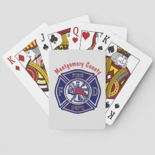 Jeu De Cartes Logo de l'insigne de pompier bleu Customisé