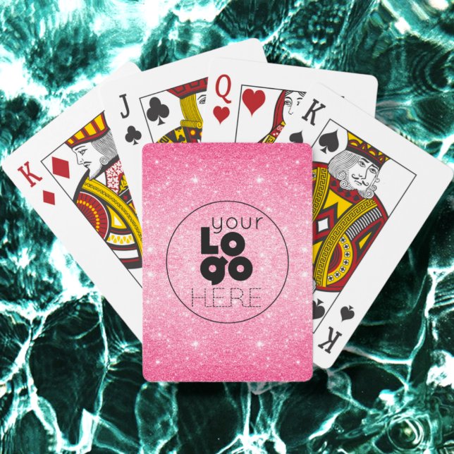 Jeu De Cartes Logo d'entreprise Parties scintillant rose chaud j (Créateur téléchargé)