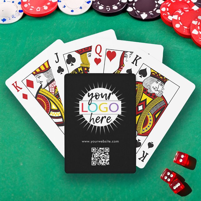 Jeu De Cartes Logo d'entreprise personnalisé Marque promotionnel (Custom Business Logo Promotional Branded Black QR Playing Cards)