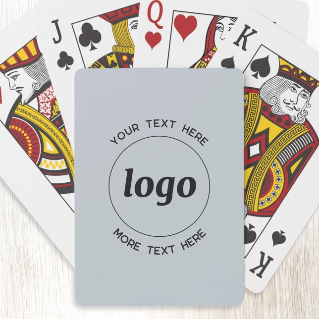 Jeu De Cartes Logo Simple Avec Texte Professionnel Promotionnel  (Logo with custom text promotional business powder blue playing cards)