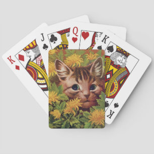 Jeu De Cartes Lois Wain Chat et chaton aux fleurs jaunes