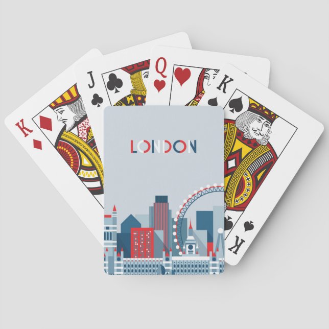 Jeu De Cartes Londres, Angleterre horizon rouge, blanc et bleu (dos)