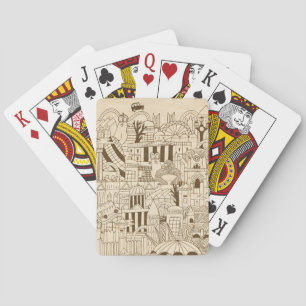 Jeu De Cartes Londres tirée par la main sur le vieux papier