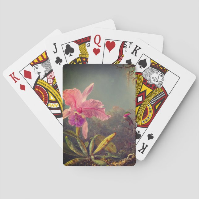 Jeu De Cartes L'orchidée de Cattleya et trois colibris Heade (dos)