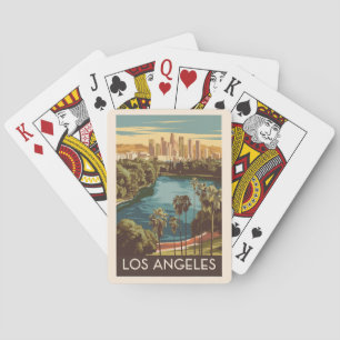 Jeu De Cartes Los Angeles Echo Park Lake Travel Art Vintage