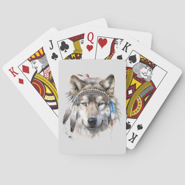 Jeu De Cartes Loup natif en plumes Jouer des cartes (dos)