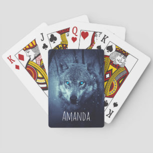Jeu De Cartes Loup sauvage magique aux yeux bleus Extraordinaire