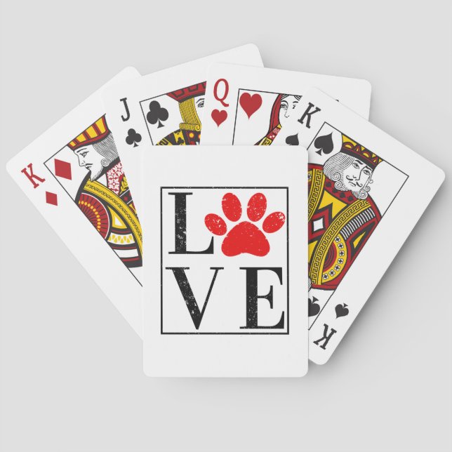 JEU DE CARTES LOVE PAW PRINT DOG OWNER PET LOVER (dos)