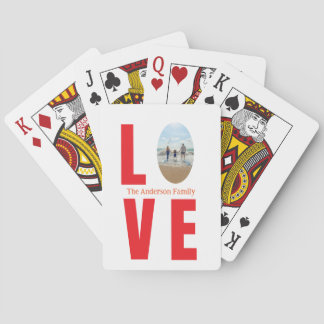 Jeu De Cartes Love rouge famille photo ovale forme moderne simpl