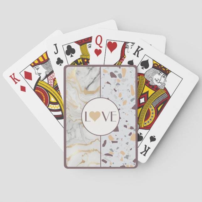 Jeu De Cartes Love Terrazzo Marbre Jouer des cartes avec Gold He (dos)