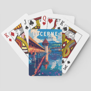 Jeu De Cartes Lucerne Suisse Travel Art Vintage