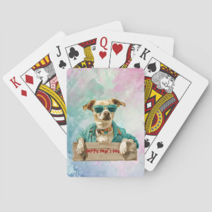 Jeu De Cartes Lunettes de soleil de chien cool Joyeux Paw's Day