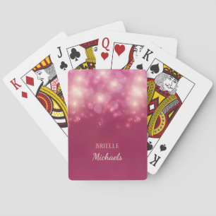 Jeu De Cartes Luxe Bokeh Glamor Rose Foncé Avec Nom