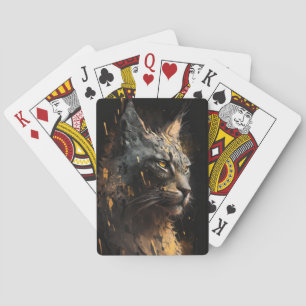 Jeu De Cartes Lynx Portrait Animal Nature Faune Peinture Sombre