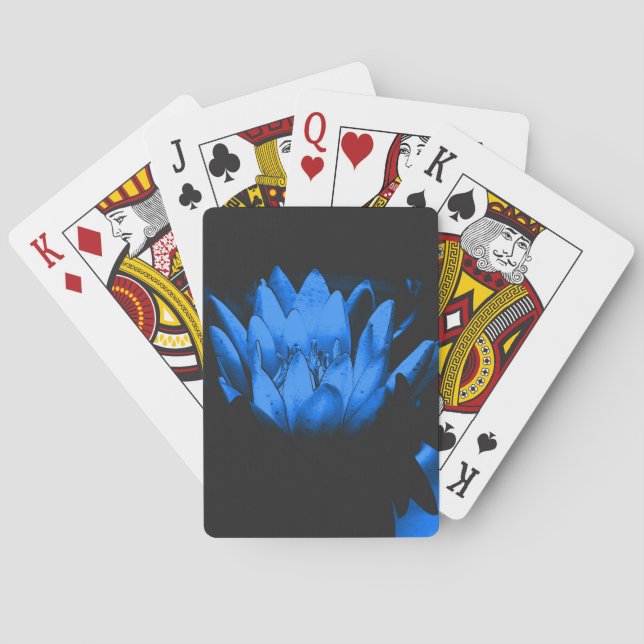 Jeu De Cartes Lys Lotus Fleur d'eau bleu brillant (dos)