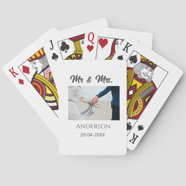 Jeu De Cartes M. & Mme ajout nom de famille date année cadeau de (dos)