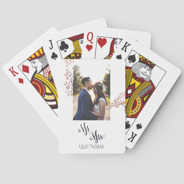 Jeu De Cartes M. & Mme Nom Mariage photo personnalisé (dos)
