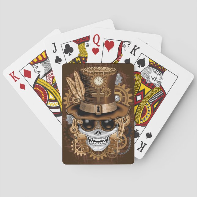Jeu De Cartes Machine rétro Voodoo à vapeur crâne (dos)