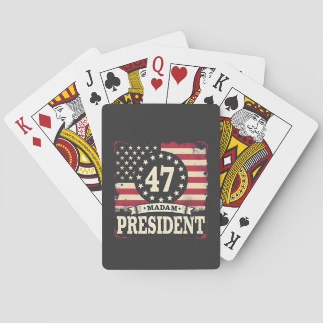Jeu De Cartes Madame la Présidente Drapeau américain 47 harris W (dos)