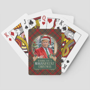 Jeu De Cartes MAGA Tartan de Noël Plaid Père Noël Trump Rectangl