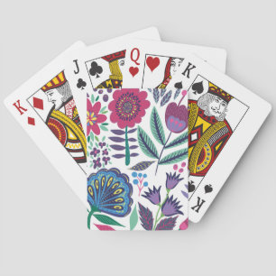 Jeu De Cartes Magenta Folk Art motif floral