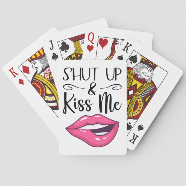Jeu De Cartes Magenta lèvres de dessin ferme et m'embrasse blanc (dos)