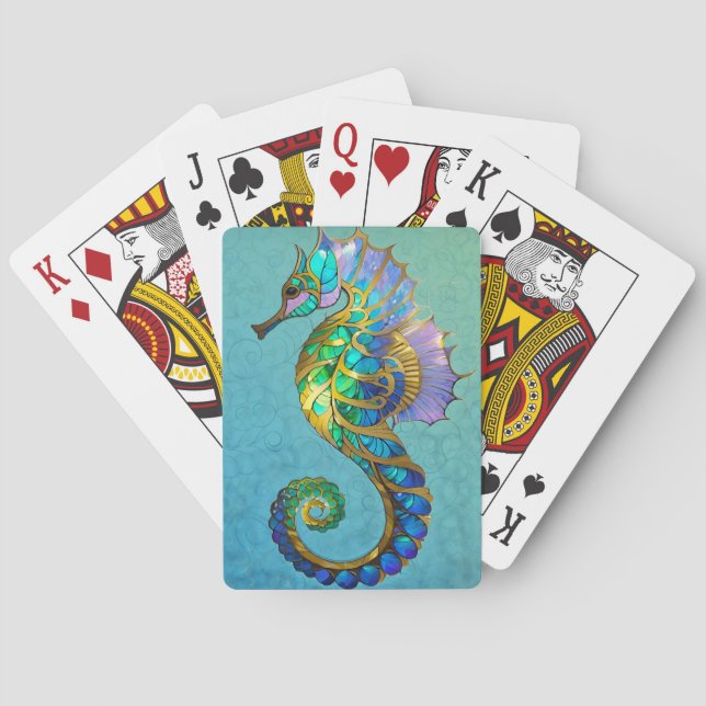 Jeu De Cartes Magique Cheval de mer doré Jouer des cartes (dos)