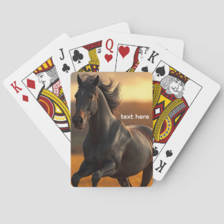 Jeu De Cartes Magnifique Cheval Étalon Noir Paysage de Coucher d