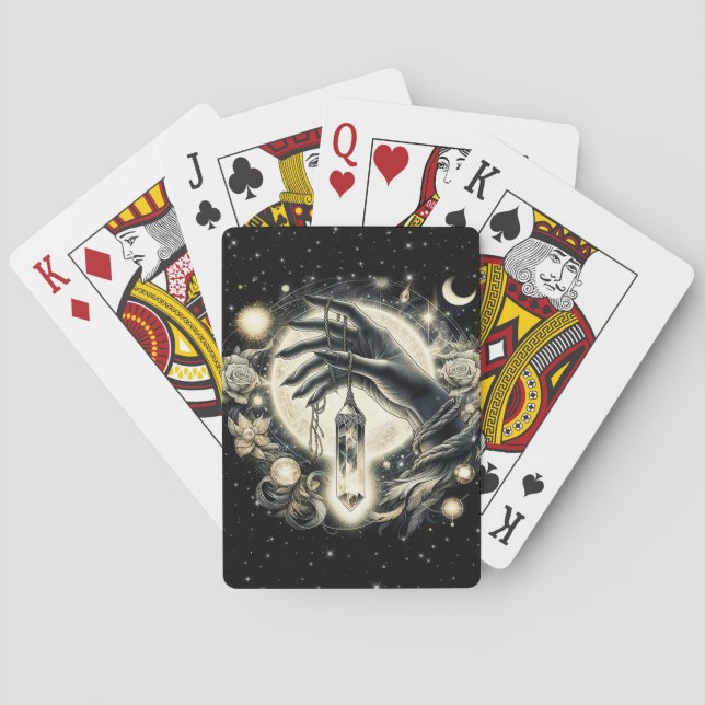 Jeu De Cartes Main tenant un cristal sous la lumière de la lune (dos)